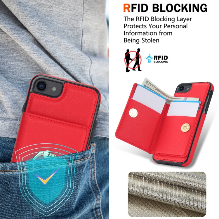 For iPhone SE 2022/SE 2020/6/7/8 RFID Anti-theft Card Ring Holder Phone Case(Red) For iPhone SE 2022/SE 2020/6/7/8 RFID Anti-theft Card Ring Holder Phone Case(Red)