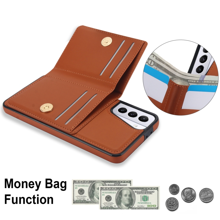 For Samsung Galaxy S21 5G RFID Anti-theft Card Ring Holder Phone Case(Brown) For Samsung Galaxy S21 5G RFID Anti-theft Card Ring Holder Phone Case(Brown)