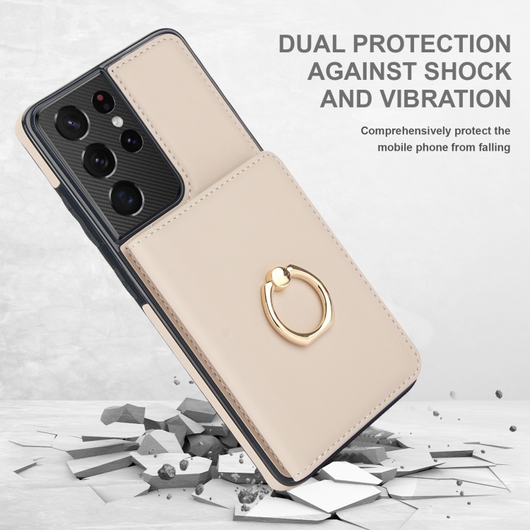For Samsung Galaxy S21 Ultra 5G RFID Anti-theft Card Ring Holder Phone Case(White) For Samsung Galaxy S21 Ultra 5G RFID Anti-theft Card Ring Holder Phone Case(White)