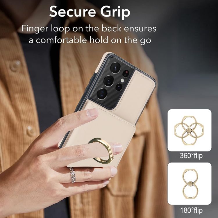 For Samsung Galaxy S21 Ultra 5G RFID Anti-theft Card Ring Holder Phone Case(White) For Samsung Galaxy S21 Ultra 5G RFID Anti-theft Card Ring Holder Phone Case(White)