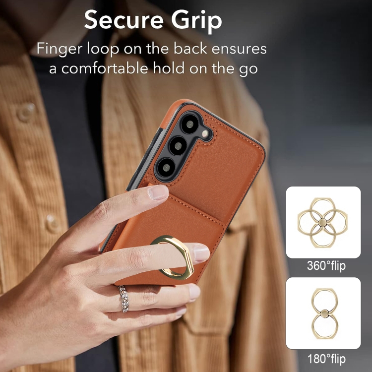 For Samsung Galaxy S23+ 5G RFID Anti-theft Card Ring Holder Phone Case(Brown) For Samsung Galaxy S23+ 5G RFID Anti-theft Card Ring Holder Phone Case(Brown)