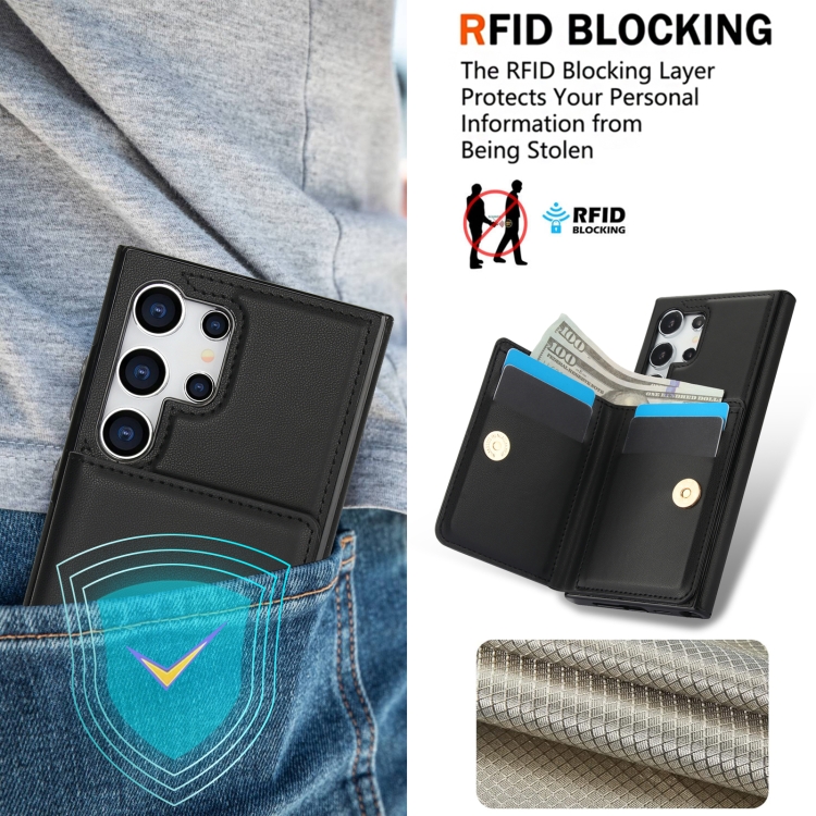 For Samsung Galaxy S24 Ultra 5G RFID Anti-theft Card Ring Holder Phone Case(Black) For Samsung Galaxy S24 Ultra 5G RFID Anti-theft Card Ring Holder Phone Case(Black)