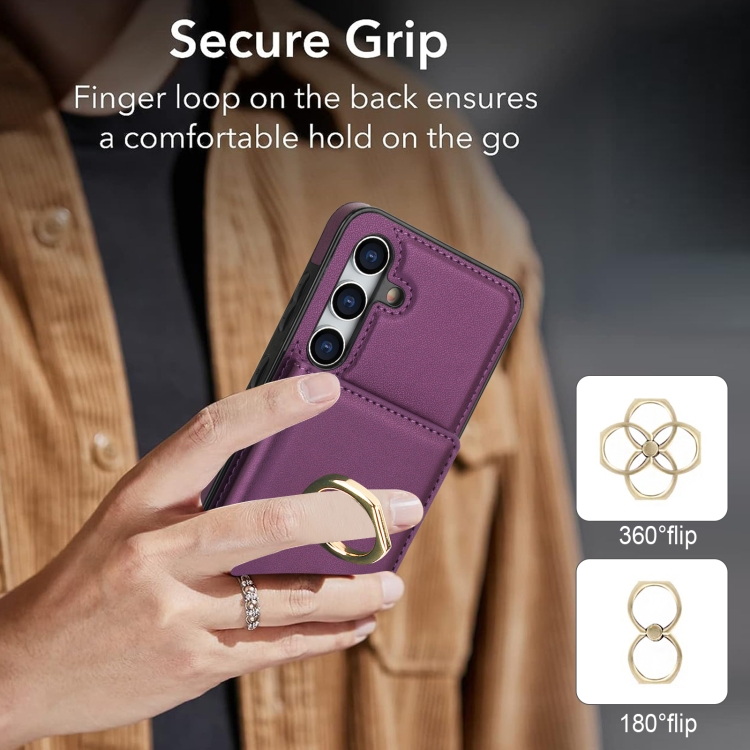 For Samsung Galaxy S24 5G RFID Anti-theft Card Ring Holder Phone Case(Dark Purple) For Samsung Galaxy S24 5G RFID Anti-theft Card Ring Holder Phone Case(Dark Purple)