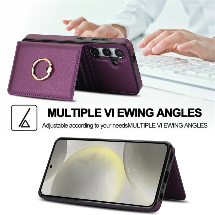 For Samsung Galaxy S24 5G RFID Anti-theft Card Ring Holder Phone Case(Dark Purple) For Samsung Galaxy S24 5G RFID Anti-theft Card Ring Holder Phone Case(Dark Purple)