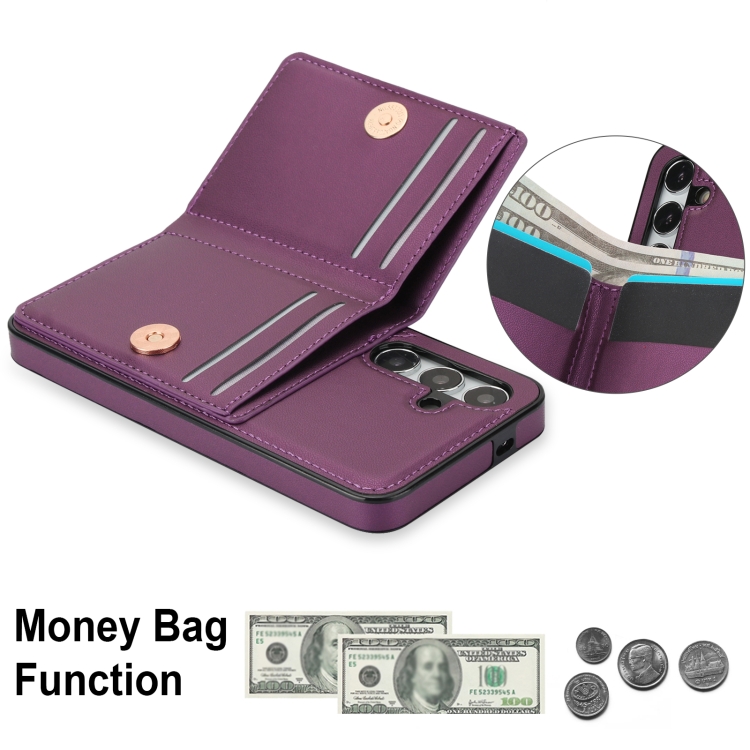 For Samsung Galaxy S24 5G RFID Anti-theft Card Ring Holder Phone Case(Dark Purple) For Samsung Galaxy S24 5G RFID Anti-theft Card Ring Holder Phone Case(Dark Purple)