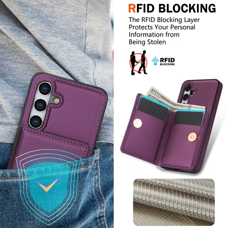 For Samsung Galaxy S24 5G RFID Anti-theft Card Ring Holder Phone Case(Dark Purple) For Samsung Galaxy S24 5G RFID Anti-theft Card Ring Holder Phone Case(Dark Purple)