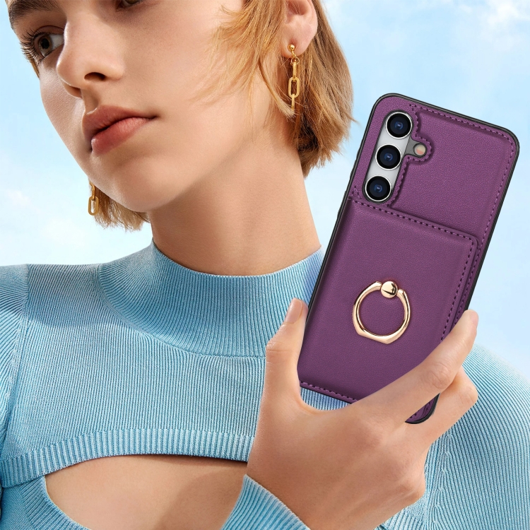 For Samsung Galaxy S24 5G RFID Anti-theft Card Ring Holder Phone Case(Dark Purple) For Samsung Galaxy S24 5G RFID Anti-theft Card Ring Holder Phone Case(Dark Purple)
