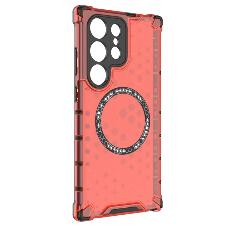 For Samsung Galaxy S24 Ultra 5G Honeycomb Magnetic Ring Shockproof Phone Case(Red) For Samsung Galaxy S24 Ultra 5G Honeycomb Magnetic Ring Shockproof Phone Case(Red)