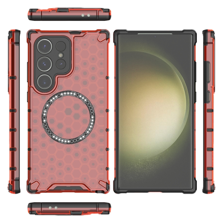 For Samsung Galaxy S24 Ultra 5G Honeycomb Magnetic Ring Shockproof Phone Case(Red) For Samsung Galaxy S24 Ultra 5G Honeycomb Magnetic Ring Shockproof Phone Case(Red)