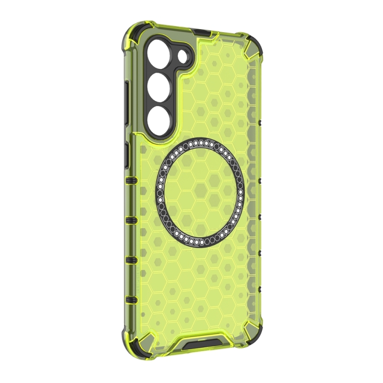 For Samsung Galaxy S23+ 5G Honeycomb Magnetic Ring Shockproof Phone Case(Green)