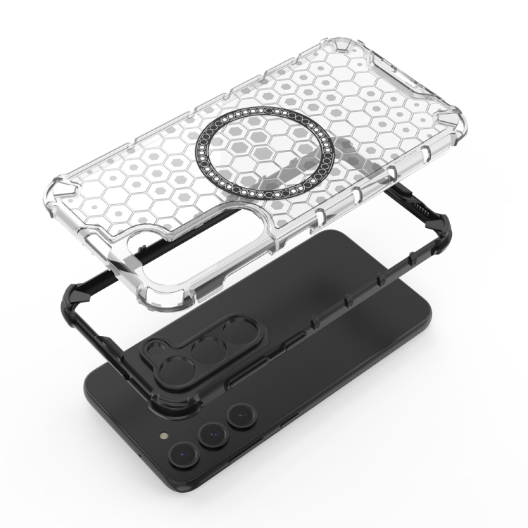 For Samsung Galaxy S23+ 5G Honeycomb Magnetic Ring Shockproof Phone Case(Green)