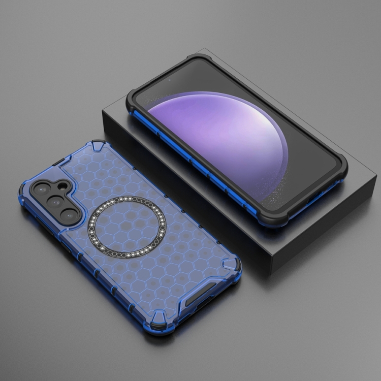 For Samsung Galaxy S23 FE 5G Honeycomb Magnetic Ring Shockproof Phone Case(Blue) For Samsung Galaxy S23 FE 5G Honeycomb Magnetic Ring Shockproof Phone Case(Blue)
