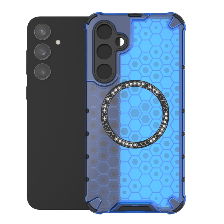 For Samsung Galaxy S23 FE 5G Honeycomb Magnetic Ring Shockproof Phone Case(Blue) For Samsung Galaxy S23 FE 5G Honeycomb Magnetic Ring Shockproof Phone Case(Blue)