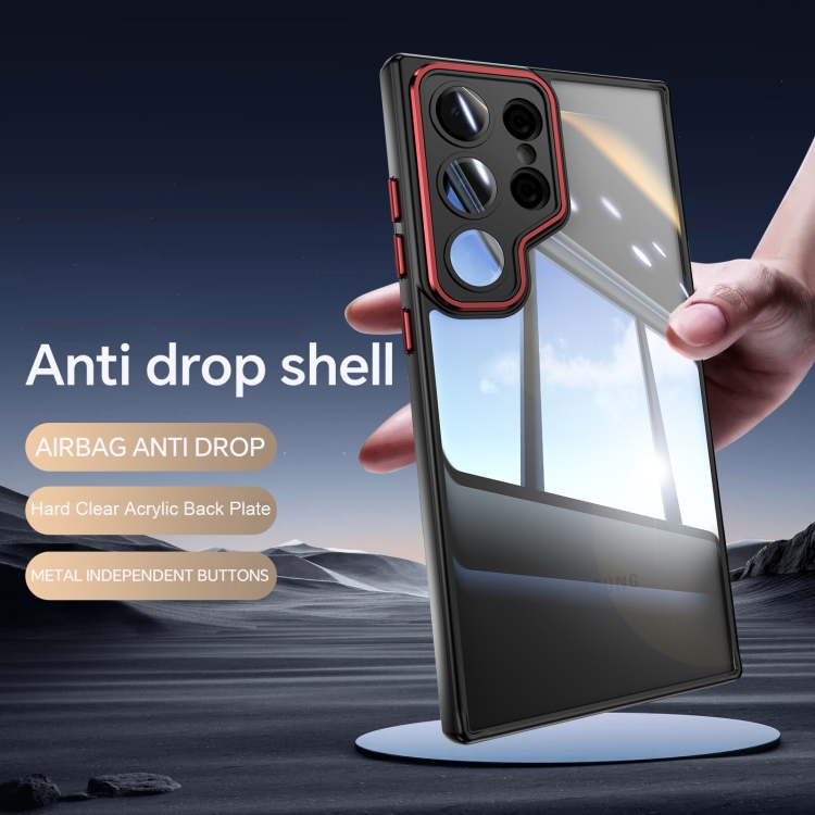 For Samsung Galaxy S23 Ultra 5G Acrylic Hybrid TPU Armor Shockproof Phone Case(Black Red)
