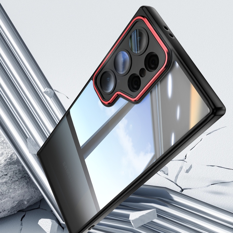 For Samsung Galaxy S23 Ultra 5G Acrylic Hybrid TPU Armor Shockproof Phone Case(Black Red)