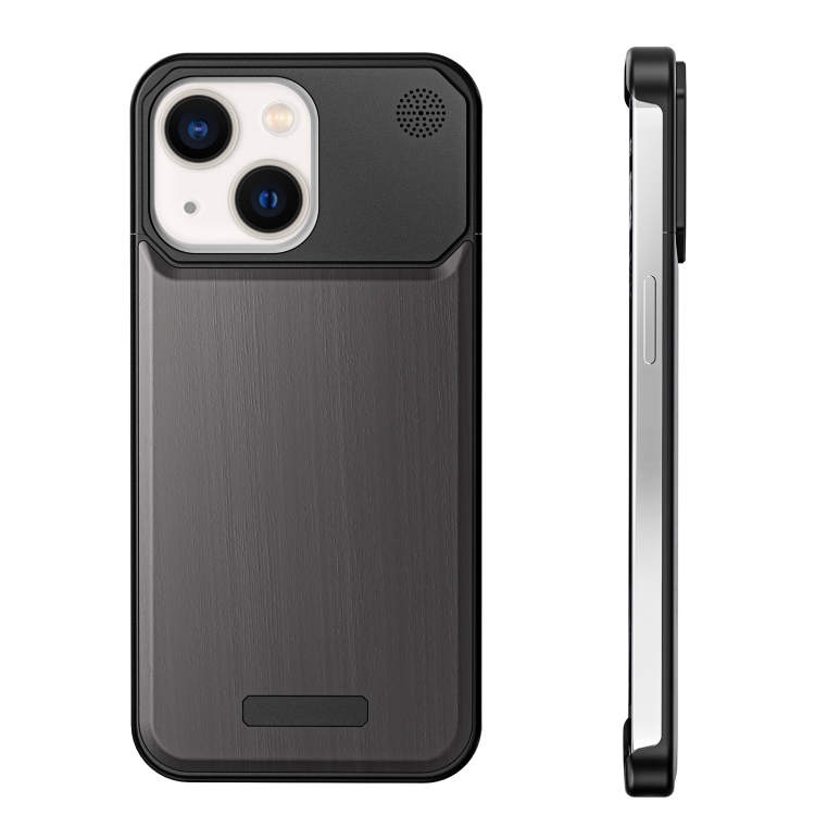 For iPhone 13 Aluminum Alloy Aromatherapy Wood Grain Phone Case(Black) For iPhone 13 Aluminum Alloy Aromatherapy Wood Grain Phone Case(Black)
