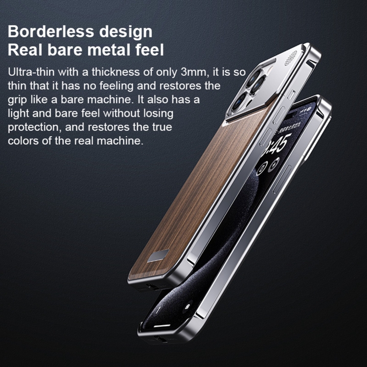 For iPhone 13 Aluminum Alloy Aromatherapy Wood Grain Phone Case(Black) For iPhone 13 Aluminum Alloy Aromatherapy Wood Grain Phone Case(Black)