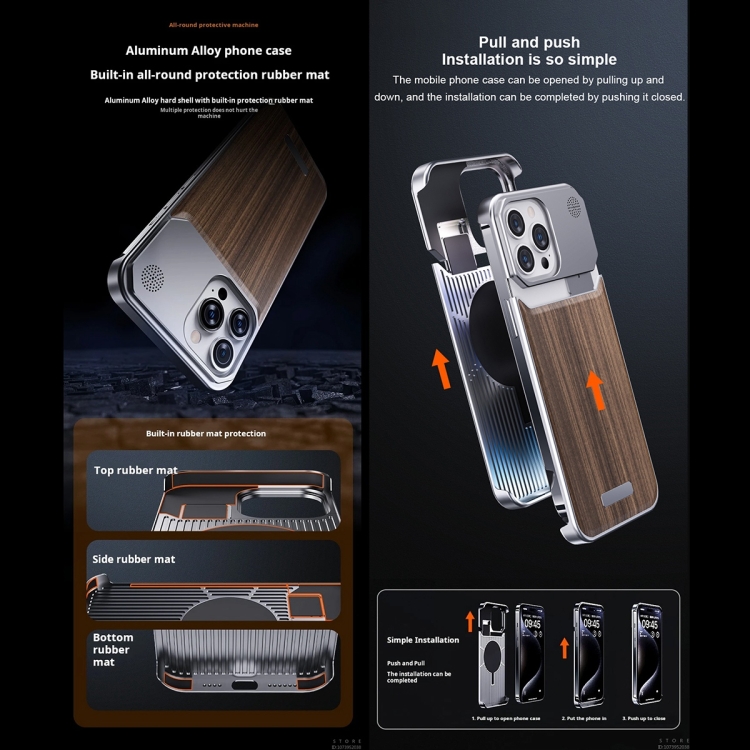 For iPhone 13 Aluminum Alloy Aromatherapy Wood Grain Phone Case(Black) For iPhone 13 Aluminum Alloy Aromatherapy Wood Grain Phone Case(Black)