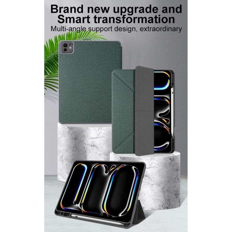 For iPad Air 11 2024 / Air 2022 10.9 Mutural Multi-fold Smart Leather Tablet Case(Grey)