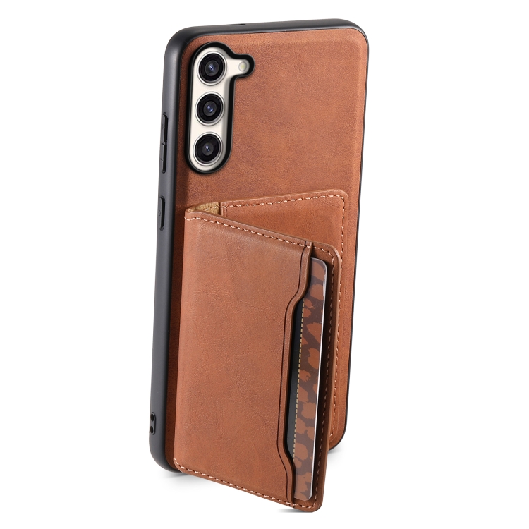 For Samsung Galaxy S23+ 5G Denior D13 Retro Texture Leather MagSafe Card Bag Phone Case(Brown) For Samsung Galaxy S23+ 5G Denior D13 Retro Texture Leather MagSafe Card Bag Phone Case(Brown)
