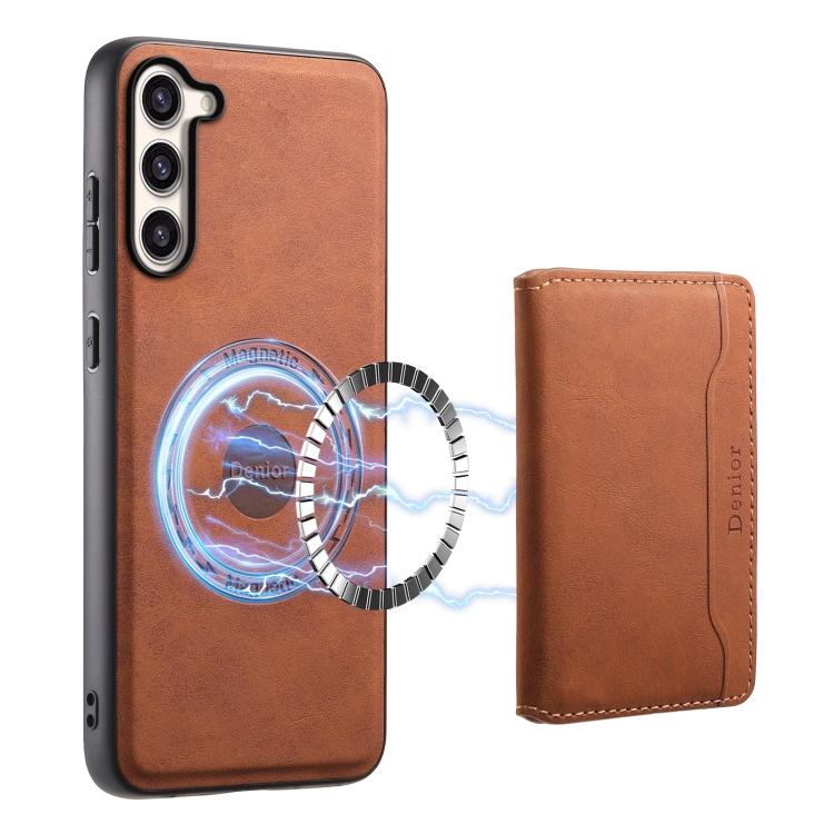 For Samsung Galaxy S23+ 5G Denior D13 Retro Texture Leather MagSafe Card Bag Phone Case(Brown) For Samsung Galaxy S23+ 5G Denior D13 Retro Texture Leather MagSafe Card Bag Phone Case(Brown)