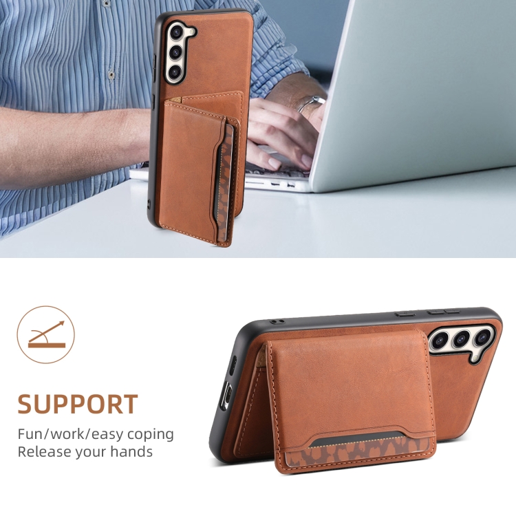 For Samsung Galaxy S23+ 5G Denior D13 Retro Texture Leather MagSafe Card Bag Phone Case(Brown) For Samsung Galaxy S23+ 5G Denior D13 Retro Texture Leather MagSafe Card Bag Phone Case(Brown)
