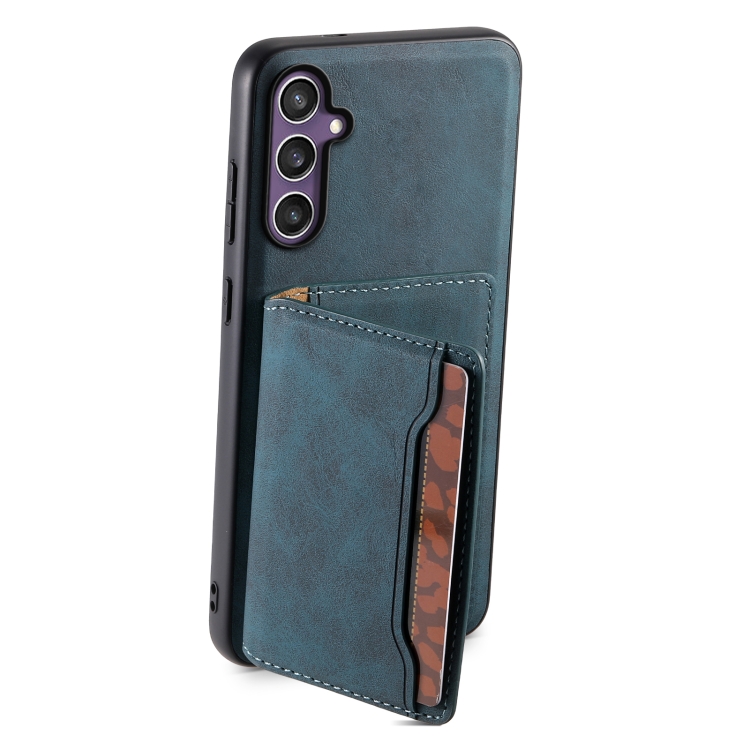 For Samsung Galaxy S24 5G Denior D13 Retro Texture Leather MagSafe Card Bag Phone Case(Blue) For Samsung Galaxy S24 5G Denior D13 Retro Texture Leather MagSafe Card Bag Phone Case(Blue)