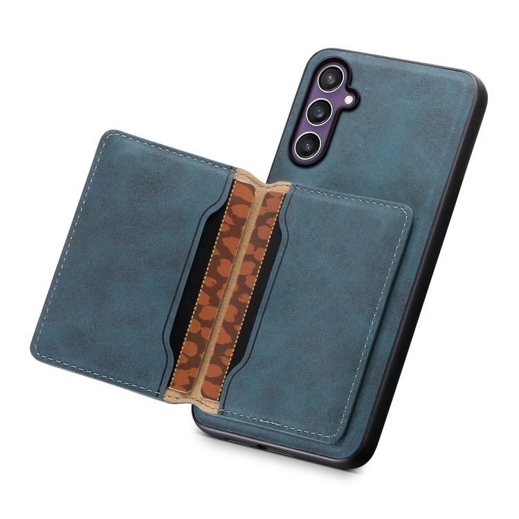 For Samsung Galaxy S24 5G Denior D13 Retro Texture Leather MagSafe Card Bag Phone Case(Blue) For Samsung Galaxy S24 5G Denior D13 Retro Texture Leather MagSafe Card Bag Phone Case(Blue)