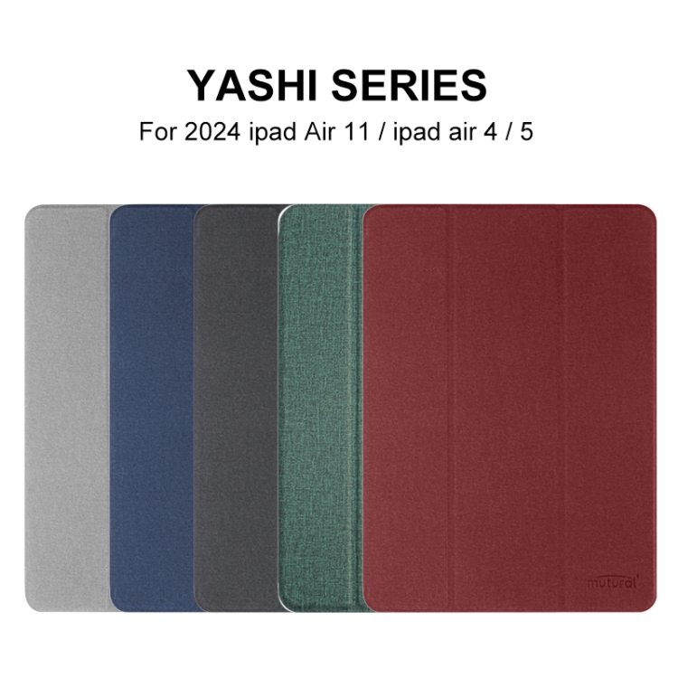 For iPad Air 11 2024 / Air 2022 10.9 Mutural YASHI Series Tablet Leather Smart Case(Grey) For iPad Air 11 2024 / Air 2022 10.9 Mutural YASHI Series Tablet Leather Smart Case(Grey)