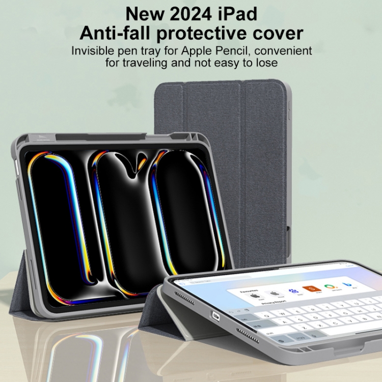 For iPad Air 11 2024 / Air 2022 10.9 Mutural YASHI Series Tablet Leather Smart Case(Grey) For iPad Air 11 2024 / Air 2022 10.9 Mutural YASHI Series Tablet Leather Smart Case(Grey)
