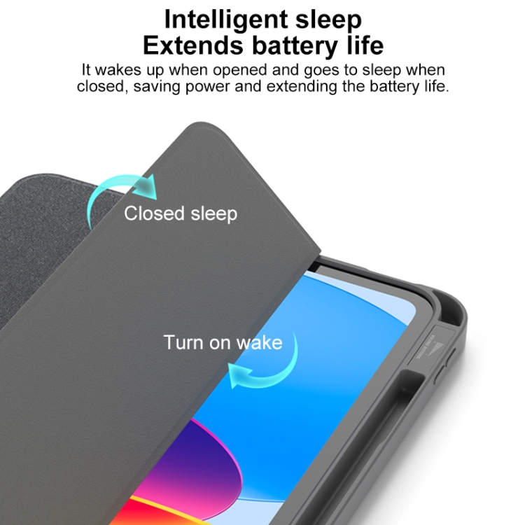 For iPad Air 11 2024 / Air 2022 10.9 Mutural YASHI Series Tablet Leather Smart Case(Grey) For iPad Air 11 2024 / Air 2022 10.9 Mutural YASHI Series Tablet Leather Smart Case(Grey)