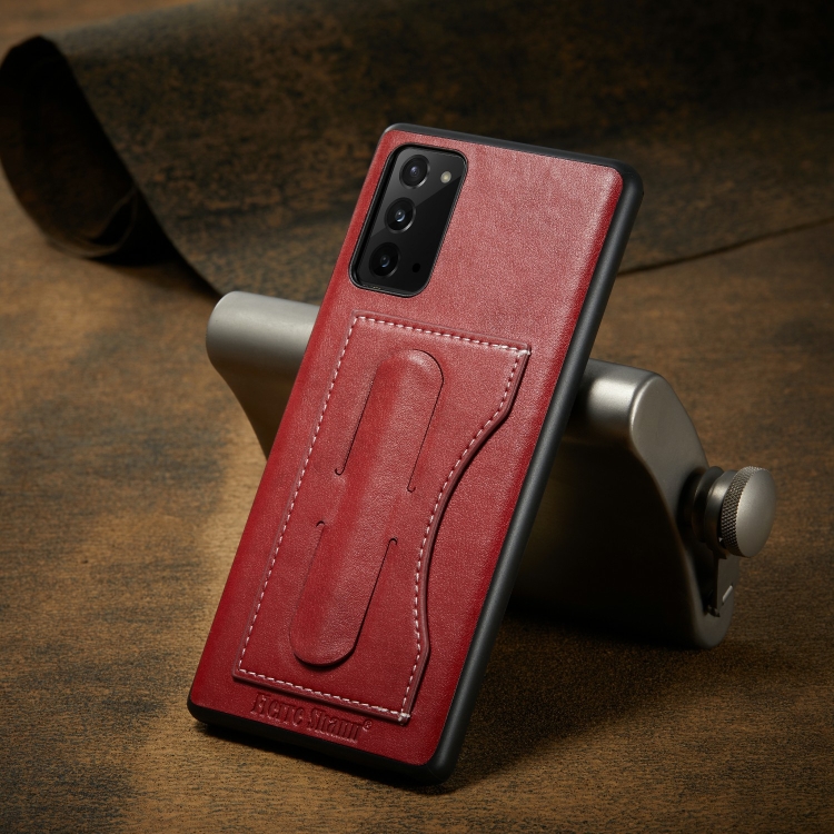 For Samsung Galaxy Note20 Fierre Shann Full Coverage Protective Leather Case with Holder & Card Slot(Red) For Samsung Galaxy Note20 Fierre Shann Full Coverage Protective Leather Case with Holder & Card Slot(Red)