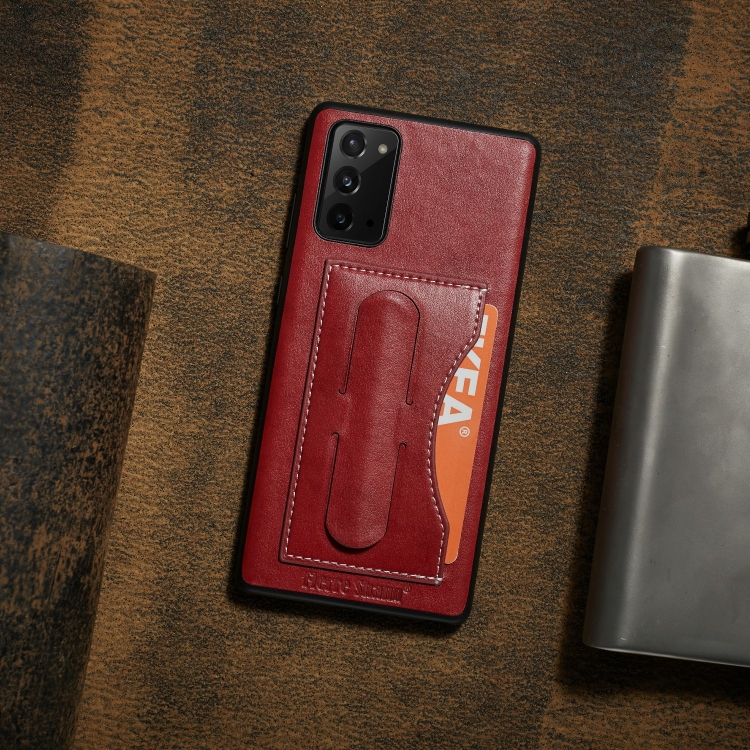 For Samsung Galaxy Note20 Fierre Shann Full Coverage Protective Leather Case with Holder & Card Slot(Red) For Samsung Galaxy Note20 Fierre Shann Full Coverage Protective Leather Case with Holder & Card Slot(Red)