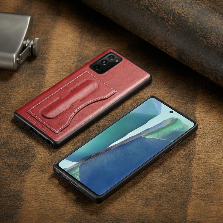 For Samsung Galaxy Note20 Fierre Shann Full Coverage Protective Leather Case with Holder & Card Slot(Red) For Samsung Galaxy Note20 Fierre Shann Full Coverage Protective Leather Case with Holder & Card Slot(Red)