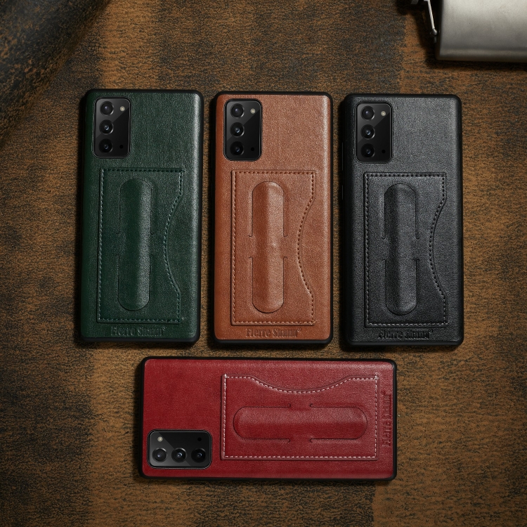 For Samsung Galaxy Note20 Fierre Shann Full Coverage Protective Leather Case with Holder & Card Slot(Red) For Samsung Galaxy Note20 Fierre Shann Full Coverage Protective Leather Case with Holder & Card Slot(Red)