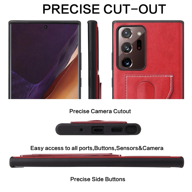 For Samsung Galaxy Note20 Fierre Shann Full Coverage Protective Leather Case with Holder & Card Slot(Red) For Samsung Galaxy Note20 Fierre Shann Full Coverage Protective Leather Case with Holder & Card Slot(Red)