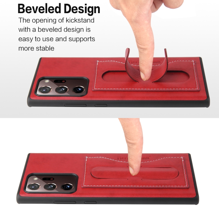 For Samsung Galaxy Note20 Fierre Shann Full Coverage Protective Leather Case with Holder & Card Slot(Red) For Samsung Galaxy Note20 Fierre Shann Full Coverage Protective Leather Case with Holder & Card Slot(Red)