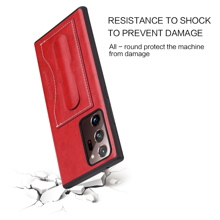 For Samsung Galaxy Note20 Fierre Shann Full Coverage Protective Leather Case with Holder & Card Slot(Red) For Samsung Galaxy Note20 Fierre Shann Full Coverage Protective Leather Case with Holder & Card Slot(Red)