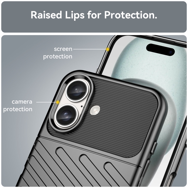 For iPhone 16 Thunderbolt Shockproof Soft TPU Phone Case(Black) For iPhone 16 Thunderbolt Shockproof Soft TPU Phone Case(Black)