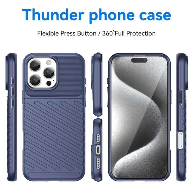 For iPhone 16 Pro Max Thunderbolt Shockproof Soft TPU Phone Case(Blue) For iPhone 16 Pro Max Thunderbolt Shockproof Soft TPU Phone Case(Blue)