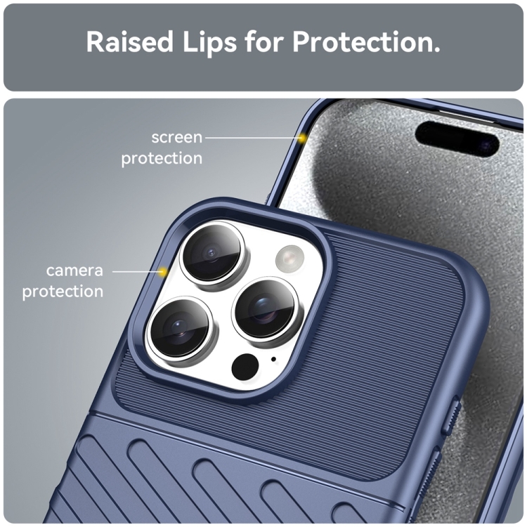 For iPhone 16 Pro Max Thunderbolt Shockproof Soft TPU Phone Case(Blue) For iPhone 16 Pro Max Thunderbolt Shockproof Soft TPU Phone Case(Blue)