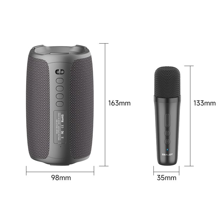 Zealot S61M RGB Rhythmic Light Karaoke Wireless Speaker, Style:Single Mic(Black) Zealot S61M RGB Rhythmic Light Karaoke Wireless Speaker, Style:Single Mic(Black)