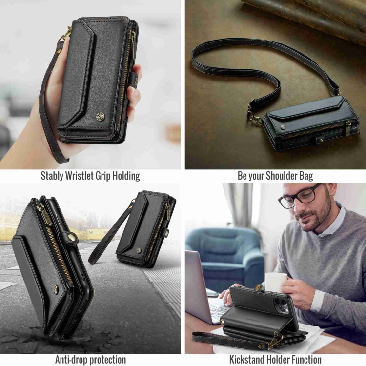 For iPhone 11 Pro Max CaseMe C36 Card Slots Zipper Wallet RFID Anti-theft Leather Phone Case(Black) For iPhone 11 Pro Max CaseMe C36 Card Slots Zipper Wallet RFID Anti-theft Leather Phone Case(Black)