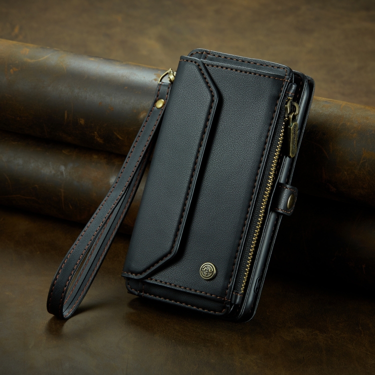 For iPhone 15 CaseMe C36 Card Slots Zipper Wallet RFID Anti-theft Leather Phone Case(Black) For iPhone 15 CaseMe C36 Card Slots Zipper Wallet RFID Anti-theft Leather Phone Case(Black)