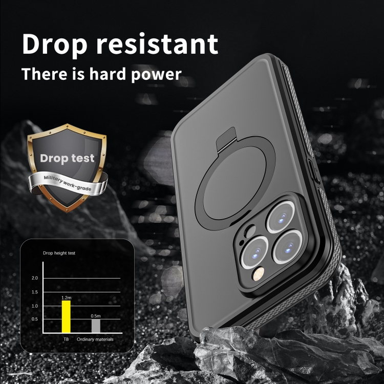 For iPhone 15 RedPepper IP68 Waterproof MagSafe Magnetic Holder Phone Case(Black Grey) For iPhone 15 RedPepper IP68 Waterproof MagSafe Magnetic Holder Phone Case(Black Grey)