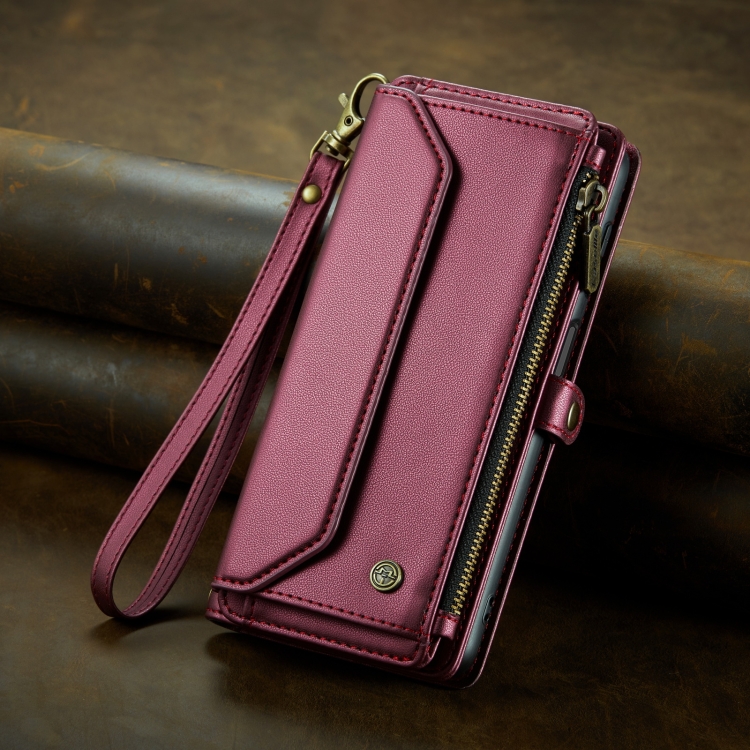 For Samsung Galaxy S24 Ultra 5G CaseMe C36 Card Slots Zipper Wallet RFID Anti-theft Leather Phone Case(Wine Red) For Samsung Galaxy S24 Ultra 5G CaseMe C36 Card Slots Zipper Wallet RFID Anti-theft Leather Phone Case(Wine Red)