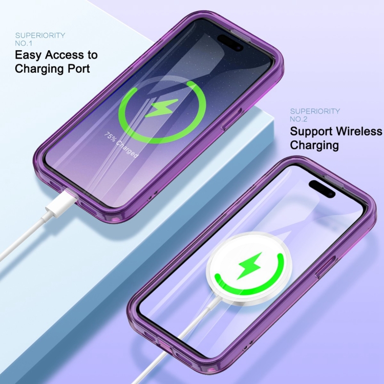 For iPhone 15 Plus Colorful MagSafe Magnetic PC Hybrid TPU Phone Case(Dark Purple) For iPhone 15 Plus Colorful MagSafe Magnetic PC Hybrid TPU Phone Case(Dark Purple)