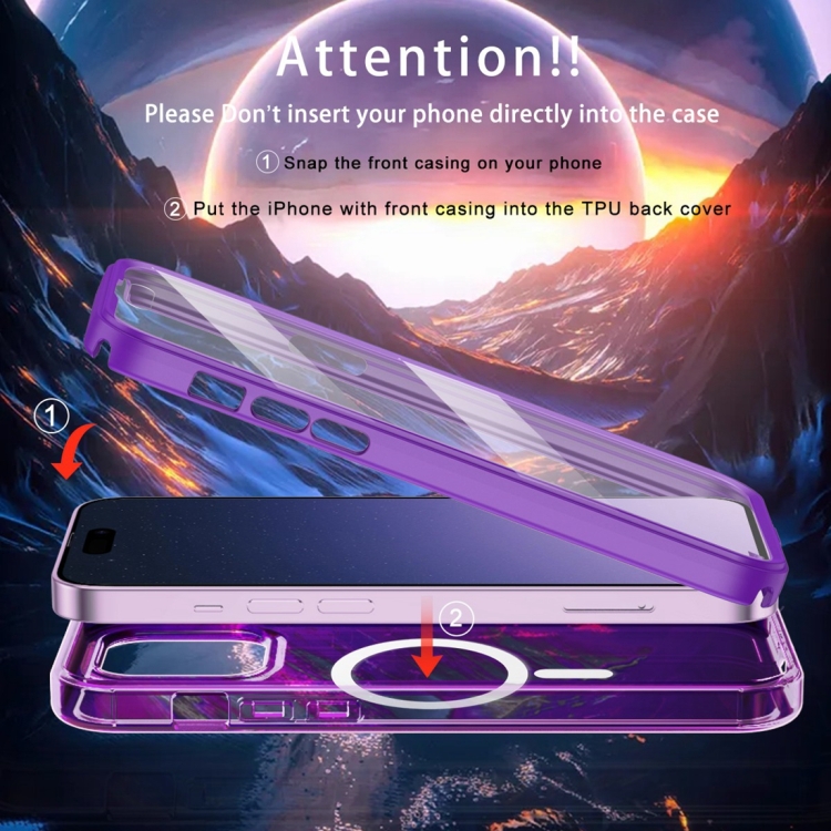 For iPhone 15 Plus Colorful MagSafe Magnetic PC Hybrid TPU Phone Case(Dark Purple) For iPhone 15 Plus Colorful MagSafe Magnetic PC Hybrid TPU Phone Case(Dark Purple)
