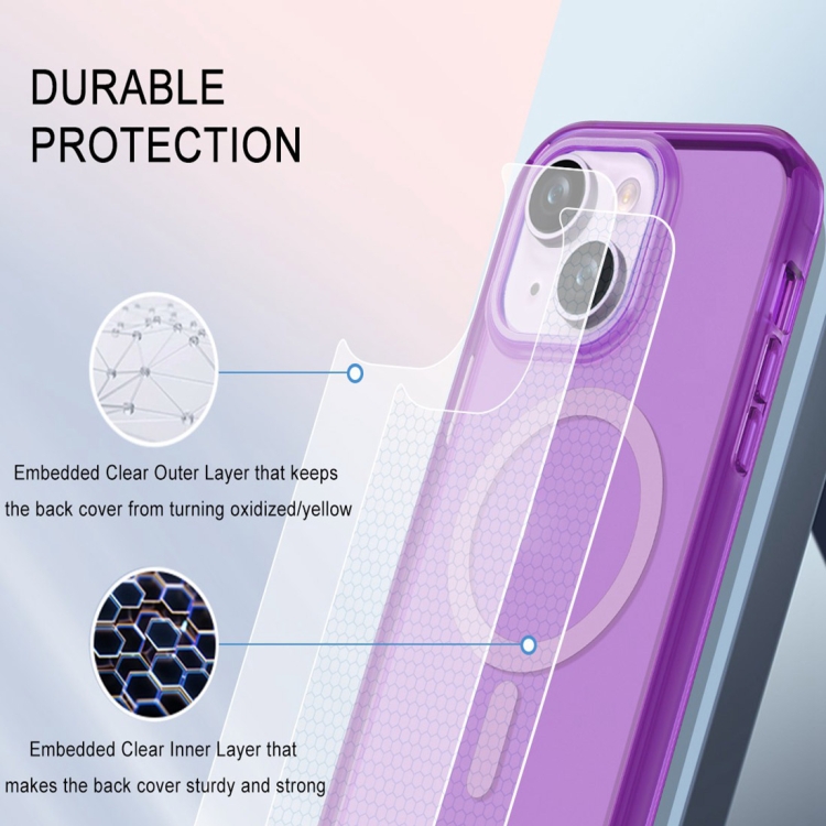 For iPhone 15 Plus Colorful MagSafe Magnetic PC Hybrid TPU Phone Case(Dark Purple) For iPhone 15 Plus Colorful MagSafe Magnetic PC Hybrid TPU Phone Case(Dark Purple)