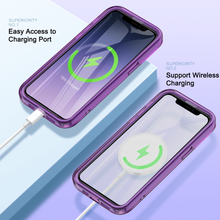 For iPhone 14 Plus Colorful MagSafe Magnetic PC Hybrid TPU Phone Case(Dark Purple) For iPhone 14 Plus Colorful MagSafe Magnetic PC Hybrid TPU Phone Case(Dark Purple)